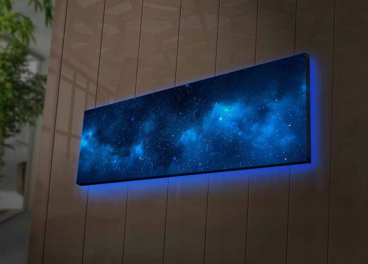 Tablou decorativ cu lumina LED, 3090NASA-017, 30 x 90 cm, Multicolor - imagine 6